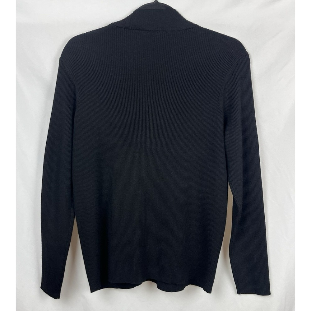 CHICO'S Black Ribbed Mock Neck Keyhole Sweater Size 1 (M) Long Sleeve Stretchy - Picture 2 of 13